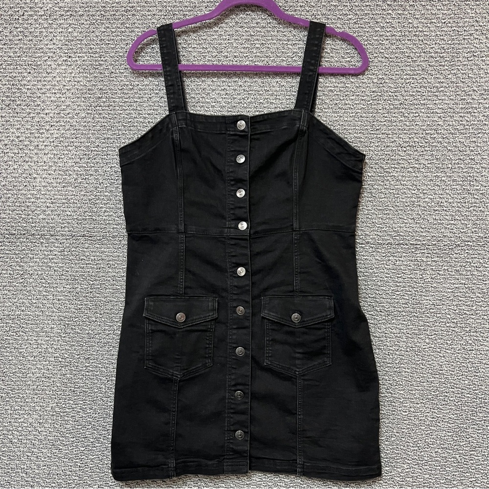 Divided young girls black mini dress size L preowned